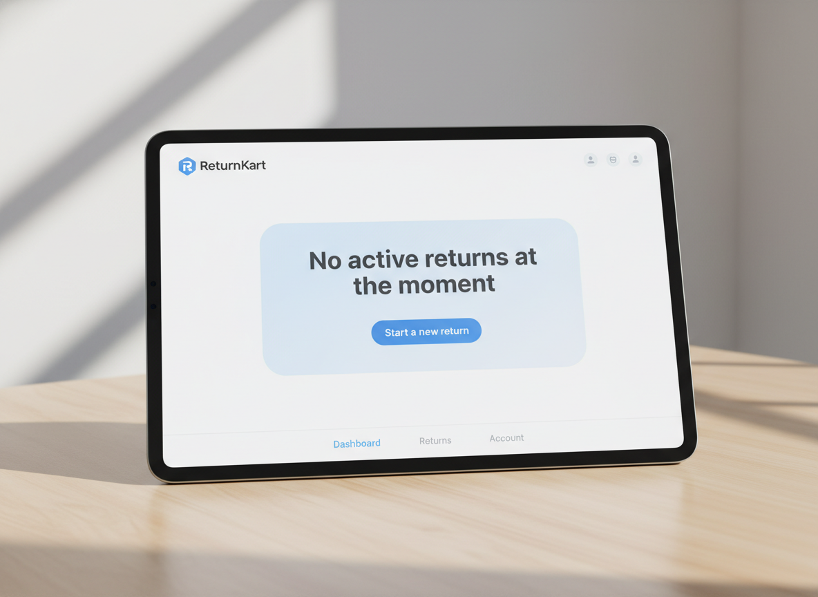 ReturnKart dashboard — no active returns, start new return